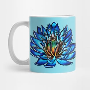 Blue Water Lily Flower Monster Mug